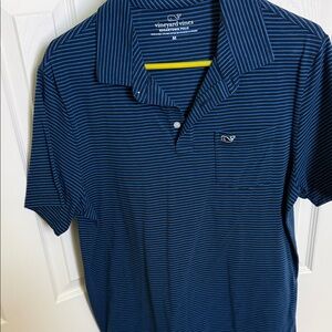 Vineyard Vines Navy and Light Blue Striped Polo